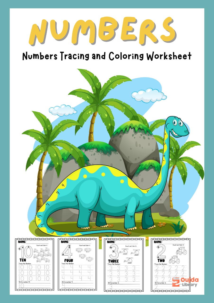 Numbers Tracing and Coloring Worksheet.